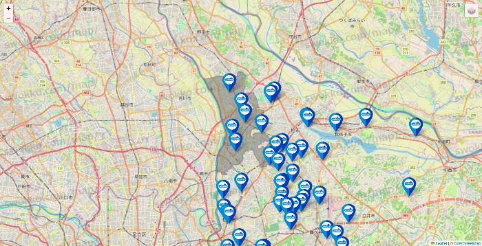 千葉県のウエルシア系の店舗地図