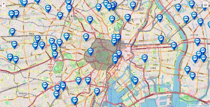 東京都のウエルシア系の店舗地図