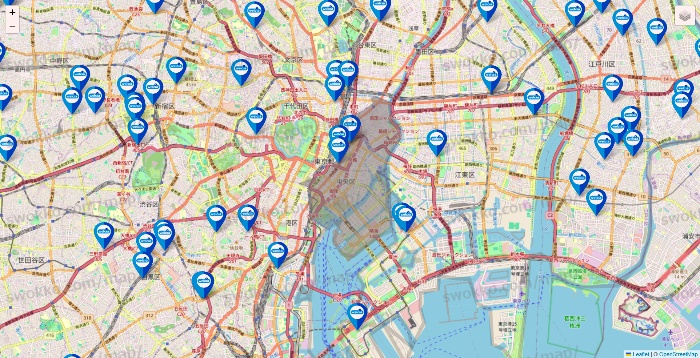 東京都のウエルシア系の店舗地図
