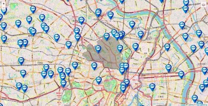 東京都のウエルシア系の店舗地図