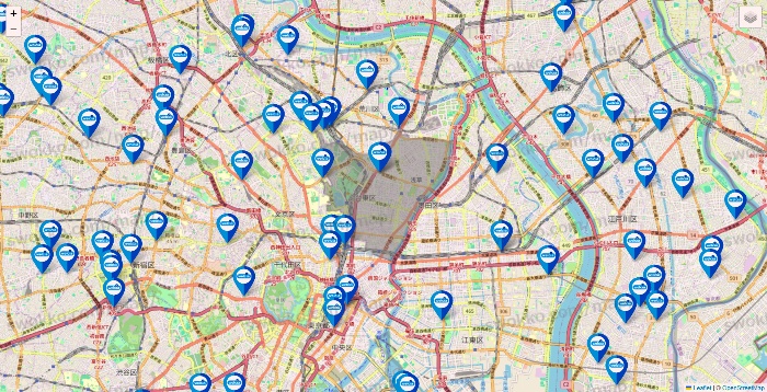 東京都のウエルシア系の店舗地図