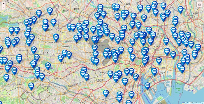 東京都のウエルシア系の店舗地図