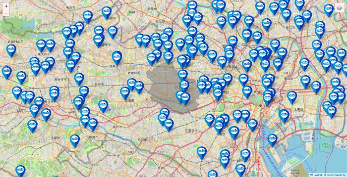 東京都のウエルシア系の店舗地図