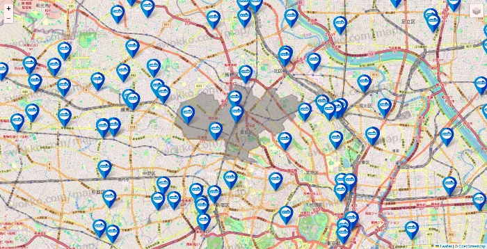 東京都のウエルシア系の店舗地図
