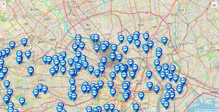 東京都のウエルシア系の店舗地図