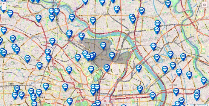 東京都のウエルシア系の店舗地図