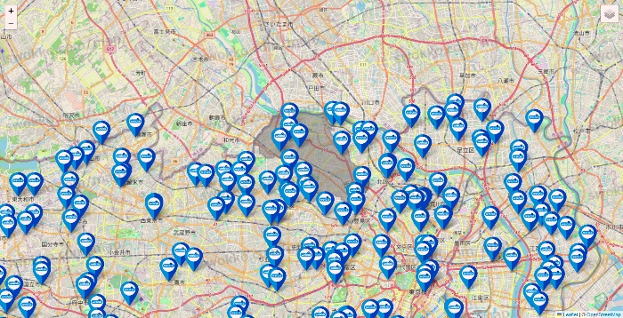東京都のウエルシア系の店舗地図