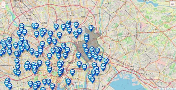 東京都のウエルシア系の店舗地図