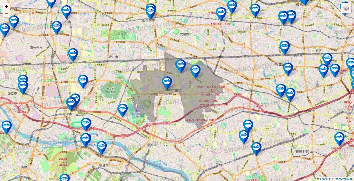 東京都のウエルシア系の店舗地図