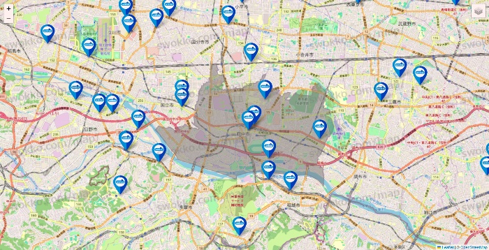 東京都のウエルシア系の店舗地図