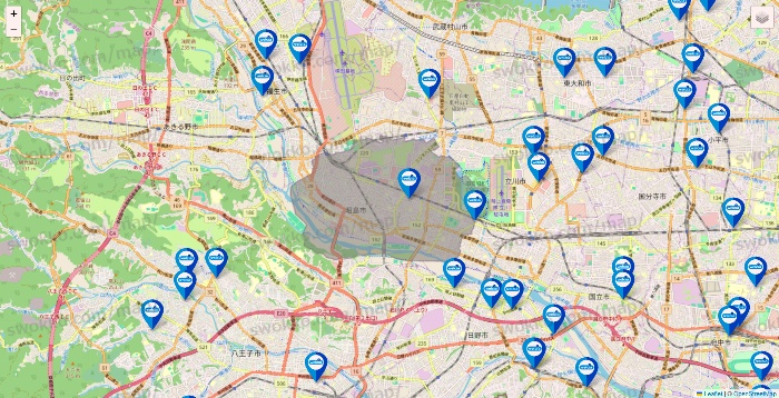 東京都のウエルシア系の店舗地図
