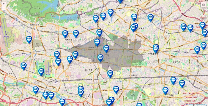 東京都のウエルシア系の店舗地図