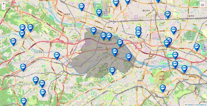 東京都のウエルシア系の店舗地図