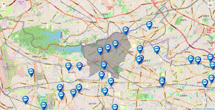 東京都のウエルシア系の店舗地図