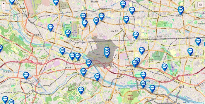 東京都のウエルシア系の店舗地図