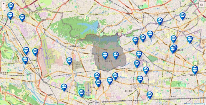 東京都のウエルシア系の店舗地図