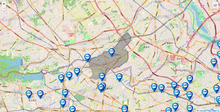 東京都のウエルシア系の店舗地図