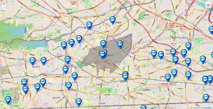 東京都のウエルシア系の店舗地図