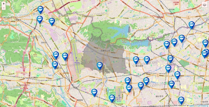東京都のウエルシア系の店舗地図