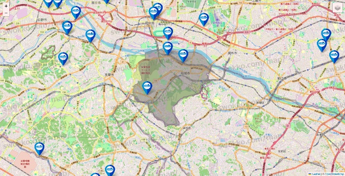東京都のウエルシア系の店舗地図