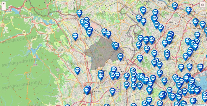 神奈川県のウエルシア系の店舗地図