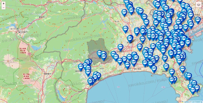 神奈川県のウエルシア系の店舗地図