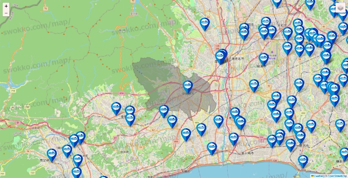 神奈川県のウエルシア系の店舗地図