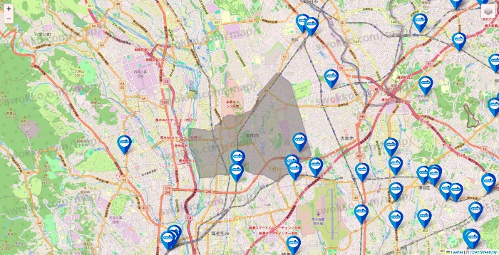 神奈川県のウエルシア系の店舗地図