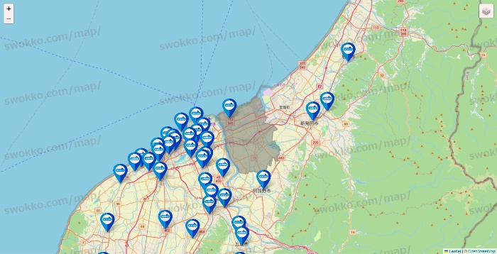 新潟県のウエルシア系の店舗地図