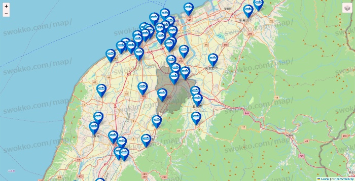新潟県のウエルシア系の店舗地図