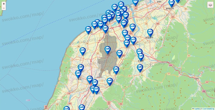 新潟県のウエルシア系の店舗地図