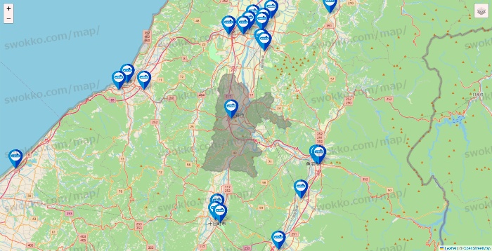 新潟県のウエルシア系の店舗地図