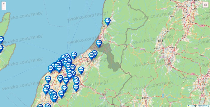 新潟県のウエルシア系の店舗地図