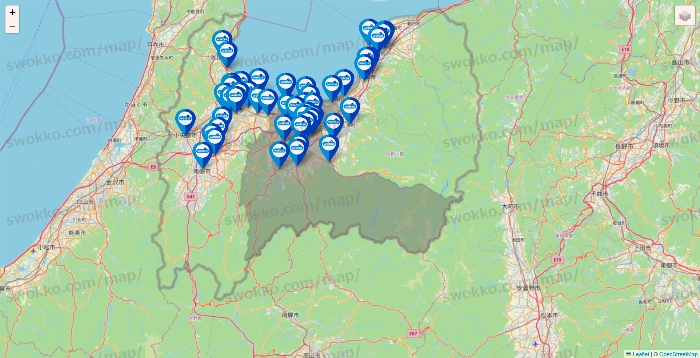 富山県のウエルシア系の店舗地図