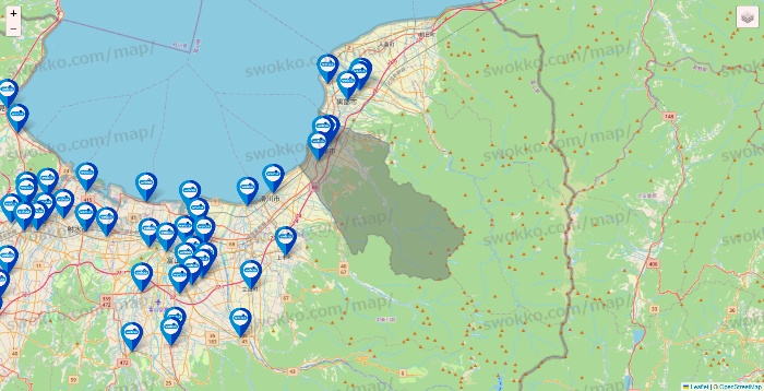 富山県のウエルシア系の店舗地図