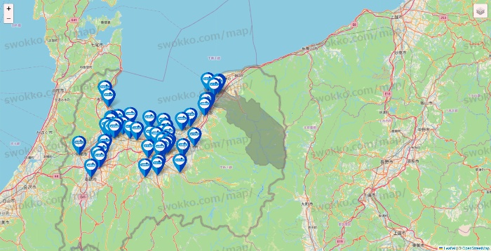 富山県のウエルシア系の店舗地図