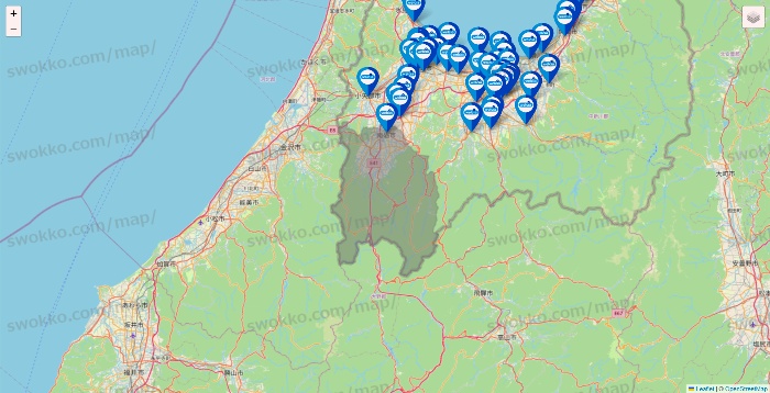 富山県のウエルシア系の店舗地図