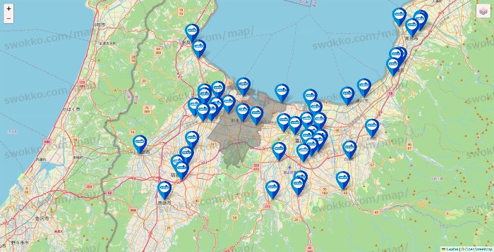 富山県のウエルシア系の店舗地図