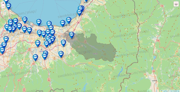 富山県のウエルシア系の店舗地図