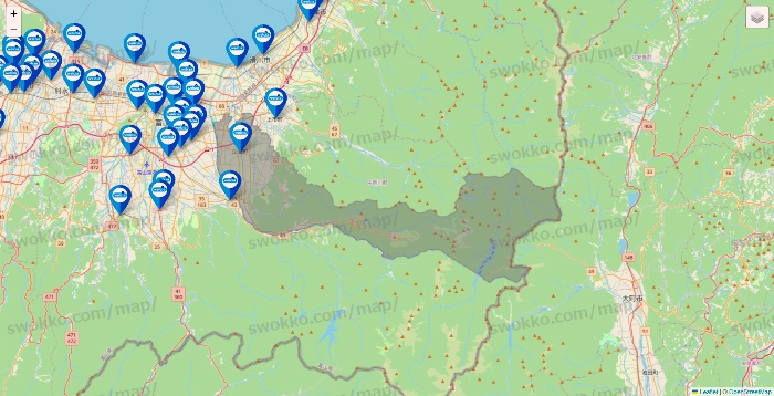 富山県のウエルシア系の店舗地図