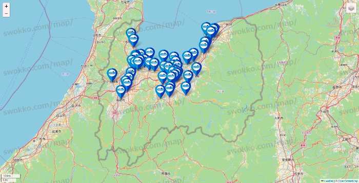 富山県のウエルシア系の店舗地図