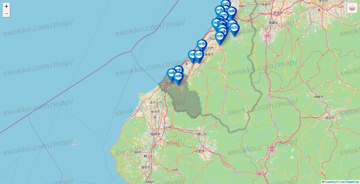 石川県のウエルシア系の店舗地図