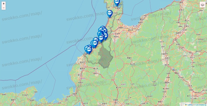 石川県のウエルシア系の店舗地図