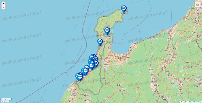 石川県のウエルシア系の店舗地図