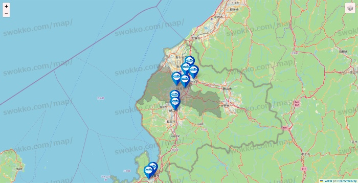 福井県のウエルシア系の店舗地図