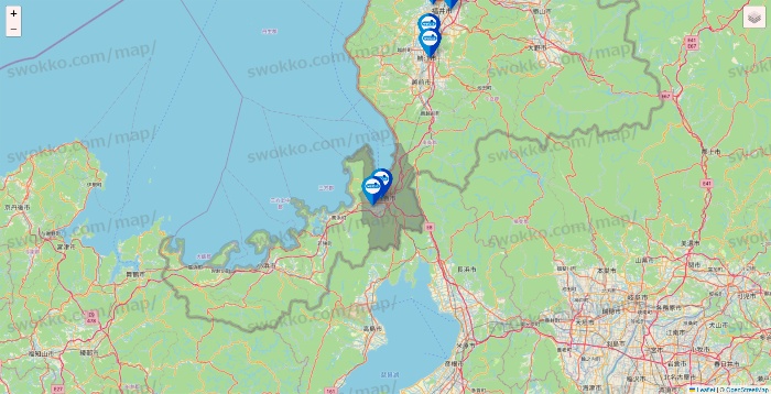 福井県のウエルシア系の店舗地図