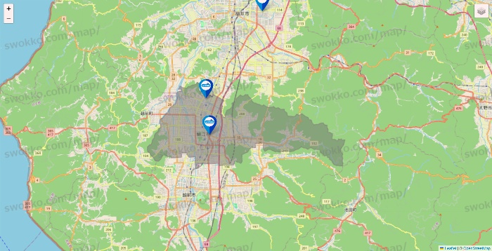 福井県のウエルシア系の店舗地図