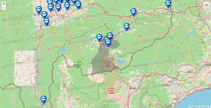 山梨県のウエルシア系の店舗地図