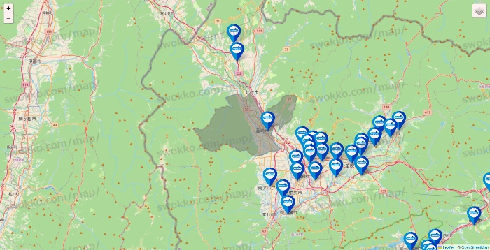 山梨県のウエルシア系の店舗地図