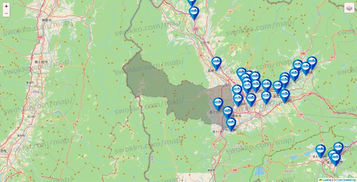 山梨県のウエルシア系の店舗地図